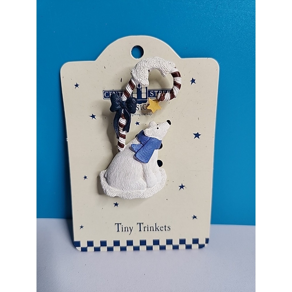 Center Street Design Tiny Trinkets Polar Bear Resin Pin Candy Cane Christmas - Picture 1 of 5